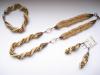 Set de bijuterii handmade (colier, cercei si bratara) crosetate din margele de nisip
