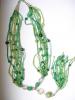 Colier "Green Fantasie" handmade, din margele de nisip, margele de sticla si pietre semipretioase