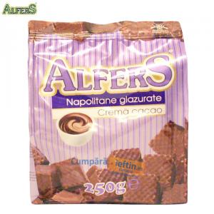 Napolitane glazurate cacao Alfers 250 gr