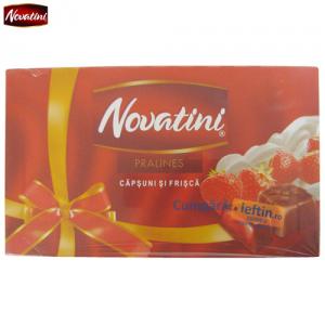 Praline de ciocolata cu capsuni si frisca Novatini 140 gr