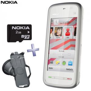 Telefon mobil Nokia 5230 White-Silver + suport auto CR-119  card 2 GB