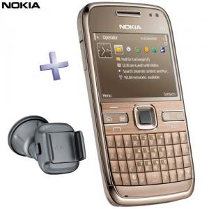 Telefon mobil Nokia E72 Topaz Brown + suport auto CR-115