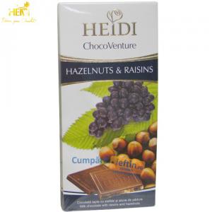 Ciocolata cu lapte alune si stafide Heidi ChocoVenture 90 gr