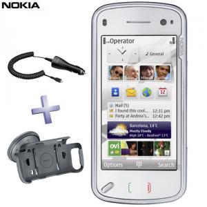 Telefon mobil Nokia N97 White + suport auto CR-116, incarcator auto DC-6