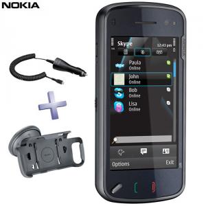 Telefon mobil Nokia N97 Black + suport auto CR-116, incarcator auto DC-6