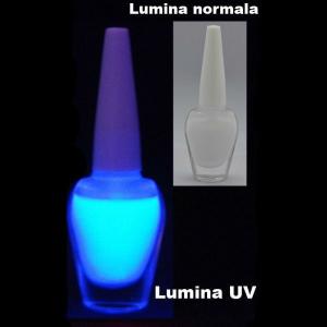Oja invizibila fluorescenta albastra la lumina UV