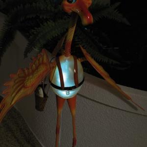 Lampa solara LED Barza orange realizata manual