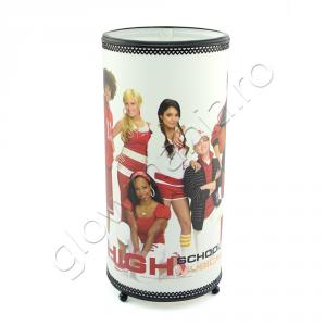 Lampa veioza cilindrica High School Musical fundal alb pentru camera copil
