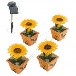 Ornament solar LED-ghivece cu flori