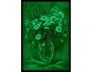 Tablou fosforescent﻿ Vaza de sticla cu flori