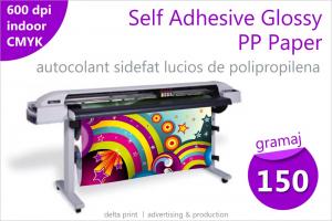 Printuri indoor pe autocolant lucios sidefat de polipropilena (Self Adhesive Glossy PP Paper) BS-150GNL