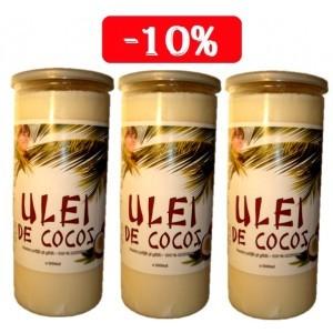 Pachet economic de 3 x Ulei de cocos virgin, 3x1000 ml