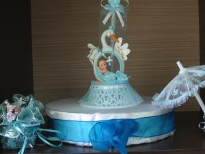 Decoratiune tort botez fata si baiat