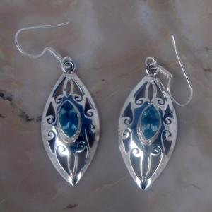 Cercei argint blue topaz-Cod:EBT-0001