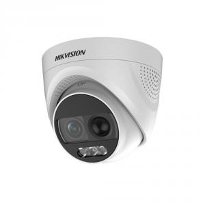 Camera supraveghere Dome cu alarma Hikvision Turbo HD ColorVu DS-2CE72DFT-PIRXOF, 2 MP, PIR, lumina alba 20 m, 3.6 mm