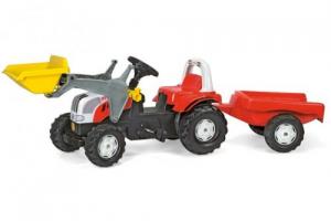 Tractor Cu Pedale Si Remorca Alb Rosu 023936 Rolly Toys