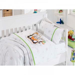 Lenjerie Baby Bamboo 4 Piese Penguins Verde