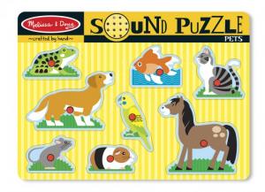 Puzzle de lemn cu sunete Animale de companie