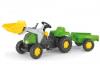 Tractor cu pedale si remorca copii verde 023134 rolly toys