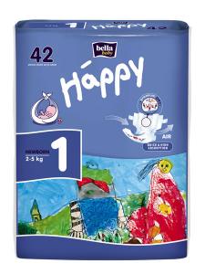 Scutece Happy 1 Newborn (2-5 Kg) 42 Buc