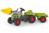 Tractor cu pedale si remorca copii verde rolly toys