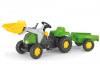 Tractor cu pedale si remorca copii verde rolly toys