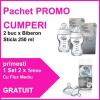 Pachet PROMO 2 Biberoane Sticla 250 ml + Set 2 tetine flux mediu