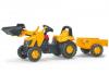 Tractor cu pedale si remorca copii galben 023837