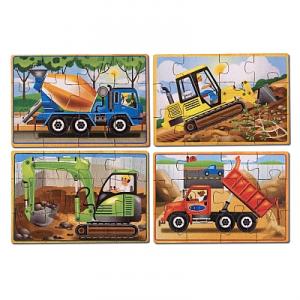 Set 4 puzzle lemn in cutie " Vehicule