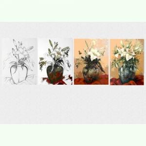 Tablouri luminoase - set - Lectia de pictura in patru pasi - Flori