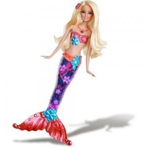 Papusa Barbie Sirena cu Lumini Stralucitoare