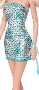 Papusa Barbie in rochie - cu paiete stralucitoare, turcoaz
