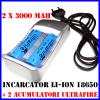 2x Acumulatori 18650 UltraFire de 3000mah + Incarcator Li-ion