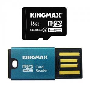 Card de memorie Kingmax Micro-SDHC 16GB, Clasa 6 + Cititor de carduri