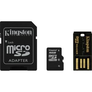 Card memorie Kingston Micro SDHC 16GB Clasa 10 + Adaptor SD + USB Card reader