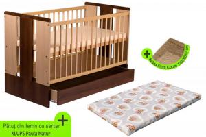 Patut cu sertar KLUPS Paula Natur + Saltea Cocos TOTAL - MyKids