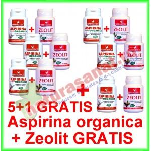 PROMOTIE 5+1 gratis Aspirina Organica 40 capsule + Zeolit 40 capsule Gratis - Herbagetica