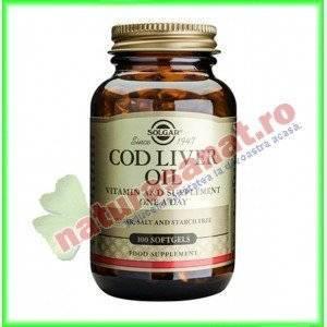 Cod Liver Oil (Ulei din ficat de cod) 100 capsule moi - Solgar