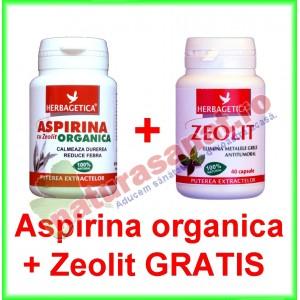 PROMOTIE Aspirina Organica 40 capsule + Zeolit 40 capsule Gratis - Herbagetica