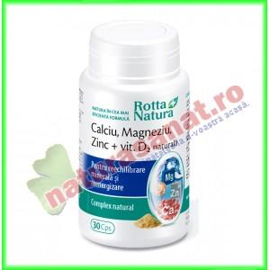 Calciu Magneziu Zinc + Vitamina D2 Natural 30 capsule - Rotta Natura