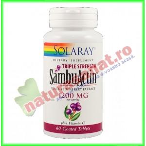 Sambu Actin Triple Strenght Black Elderberry 1200 mg ( Extract Fructe Soc ) 60 tablete filmate - Solaray - Secom