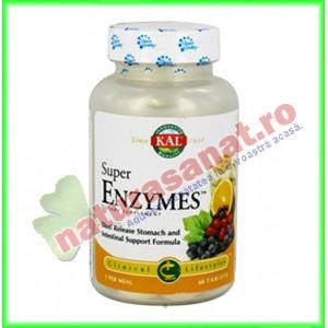 Super Enzymes 60 tablete cu eliberare prelungita - KAL Solaray (Secom)