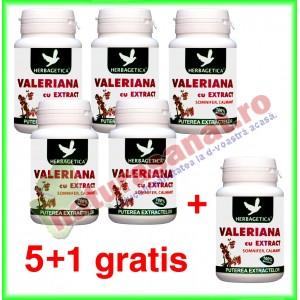 Valeriana cu Extract 40 capsule PROMOTIE 5+1 gratis - Herbagetica