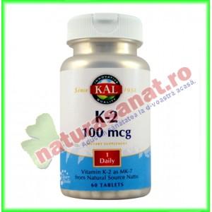 Vitamin K-2 100mcg 60 tablete ActivTab - KAL / Solaray