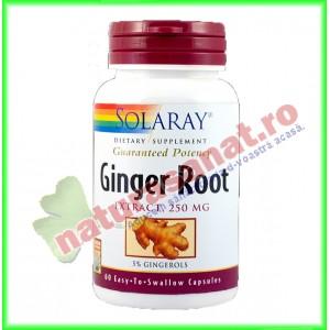 Ginger Root Extract (Extract Ginseng Radacina) 60 capsule usor de inghiti - Solaray