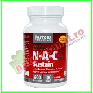 N-A-C Sustain 600mg 100 tablete cu eliberare prelungita - Jarrow Formulas - Secom