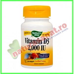 Vitamin D3 2000UI (adulti) 120 capsule gelatinoase moi - Nature's Way - Secom