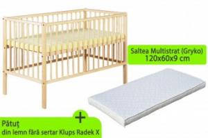 Patut  KLUPS Radek X Natur(fara sertar) + Saltea Gryko 9cm