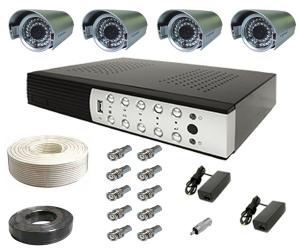 Kit 4 camere IR exterior + DVR 4 canale + Accesorii