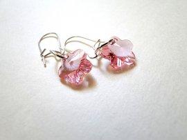 Cercei placati cu argint, flori Swarovski Light Pink